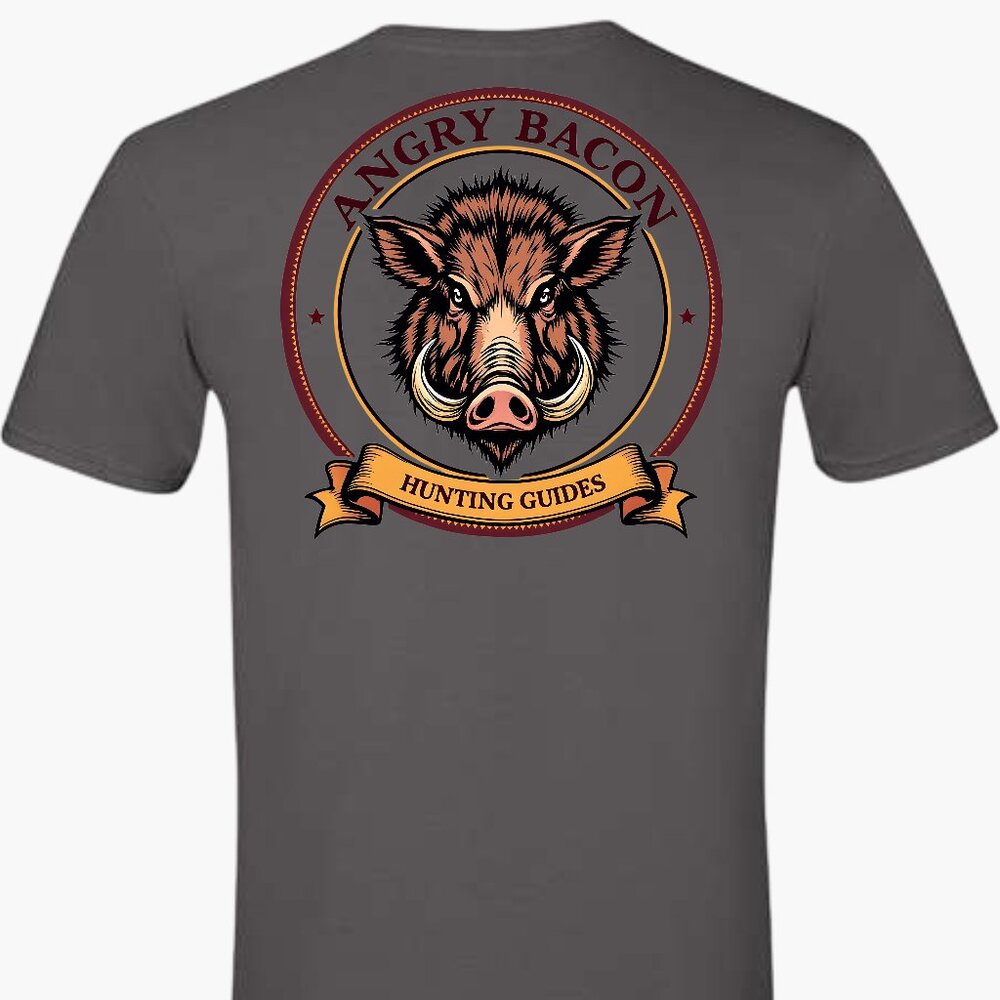 Angry Bacon Hunting Guides Hog Hunting Short Sleeve T-Shirt
